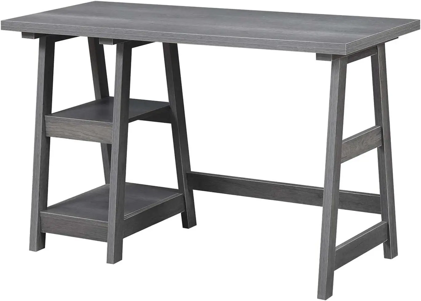 

Trestle Desk with Shelves, 47", Charcoal Gray