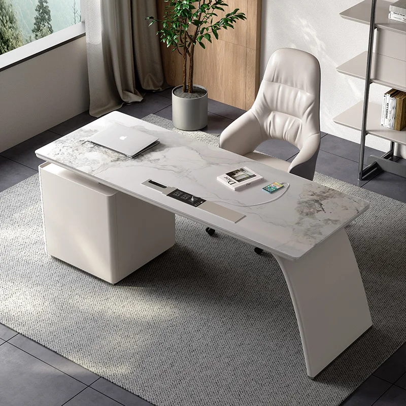 Light Luxury Modern Office Desks Home Italian Minimalist Rock Plate Computer Office Desks Designer Simple Furniture Bureau JT40O