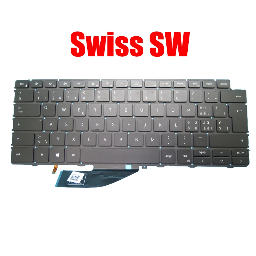 

Swiss SW Laptop Keyboard For DELL For XPS 13 7390 9310 2-in-1 0PGXTM PGXTM NSK-ET0BC 00 PK132C91A20 Black With Backlit New