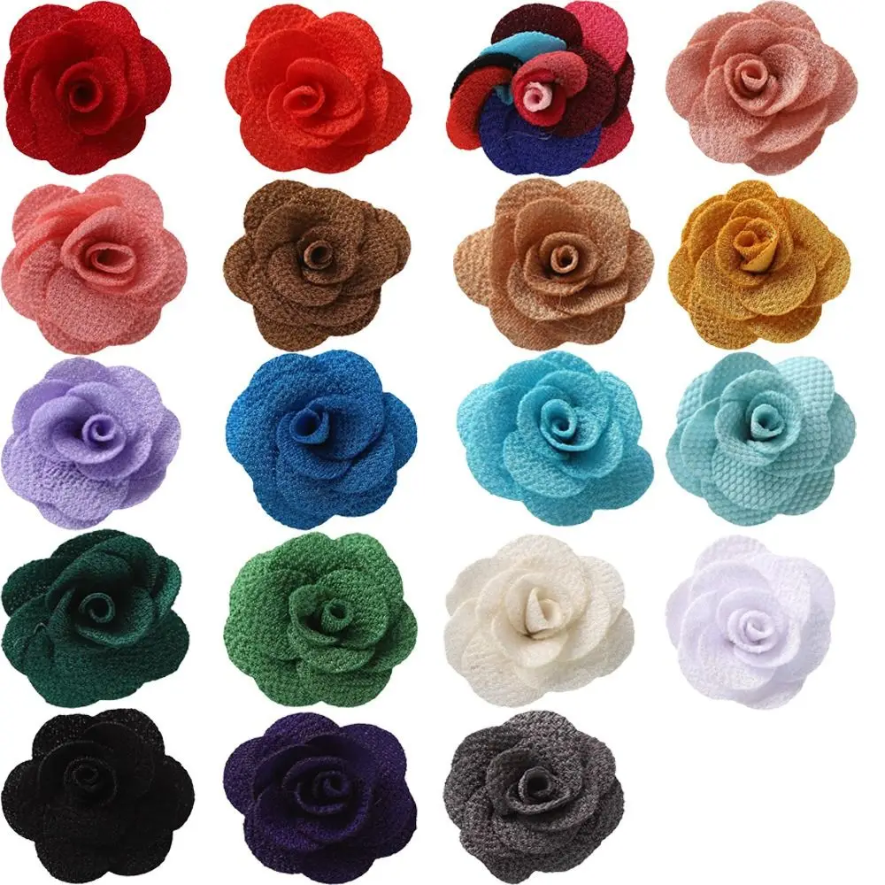 10PCS New Mesh Fabric Mesh Rose Flower 40mm Soft Applique for DIY 10 Colors Sewing Patches Clothes Hair Hat Shoes