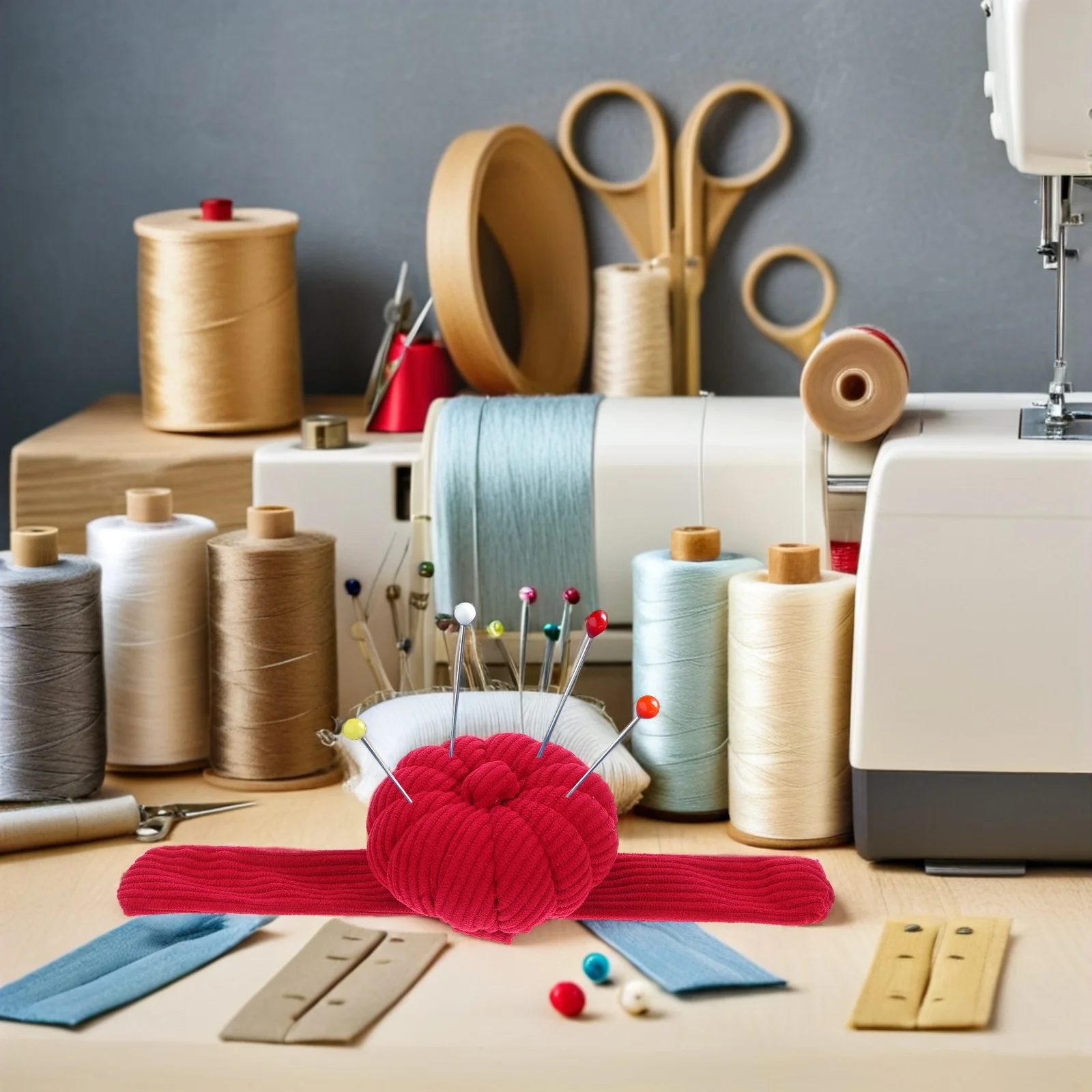 

Pumpkin Shaped Wrist Pin Cushion Corduroy Material Sewing Quilting Accessories Elastic Band Pincushion Bracelet