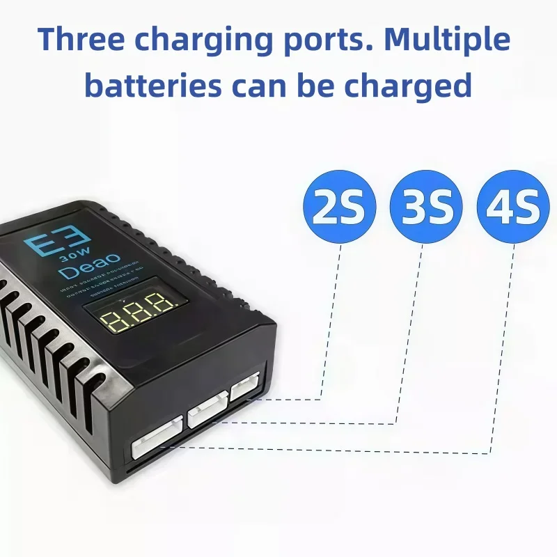 

E3 30W balanced charging simple charger 2S 3S 4S lithium battery charging 7.4V 11.1V 14.8V
