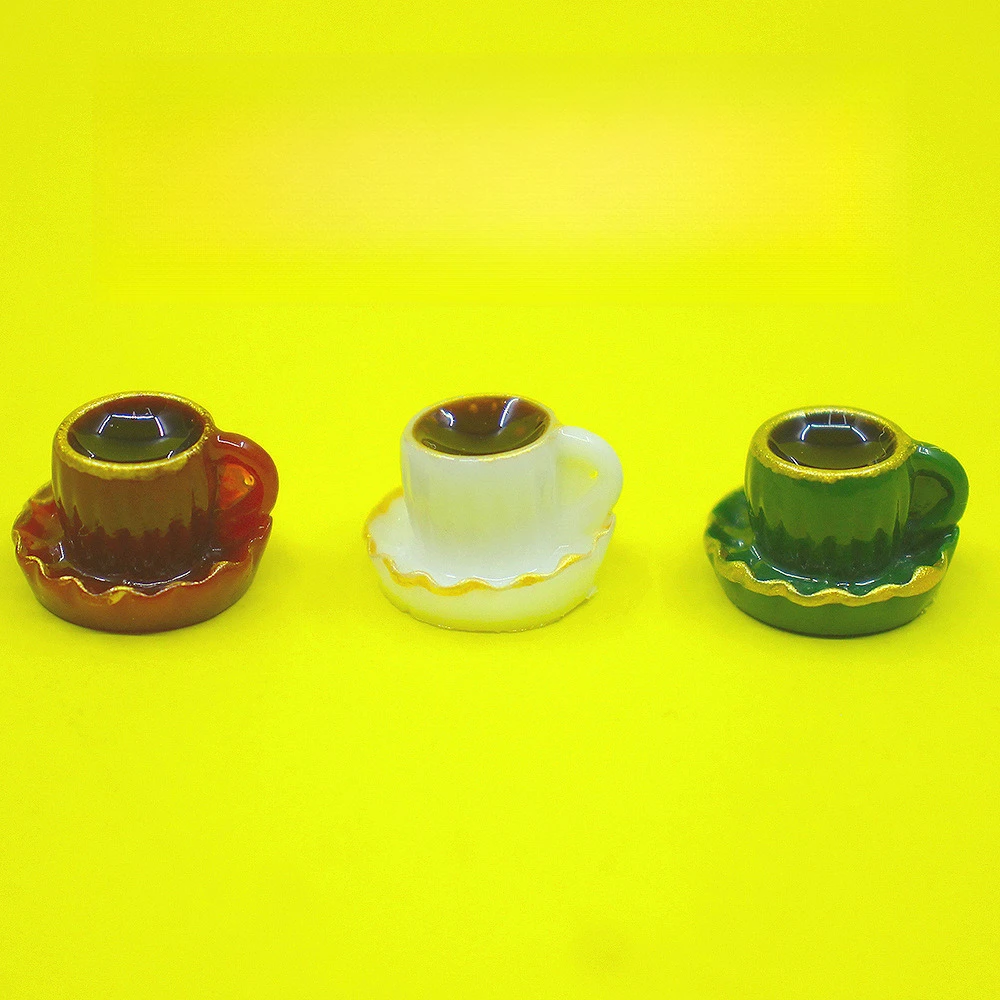 

100pcs Kawaii Simulated 3D Mini Coffe Cup Resin Cobochon Desktop Oranment Dollhouse Decoration Miniature Craft Wholesale