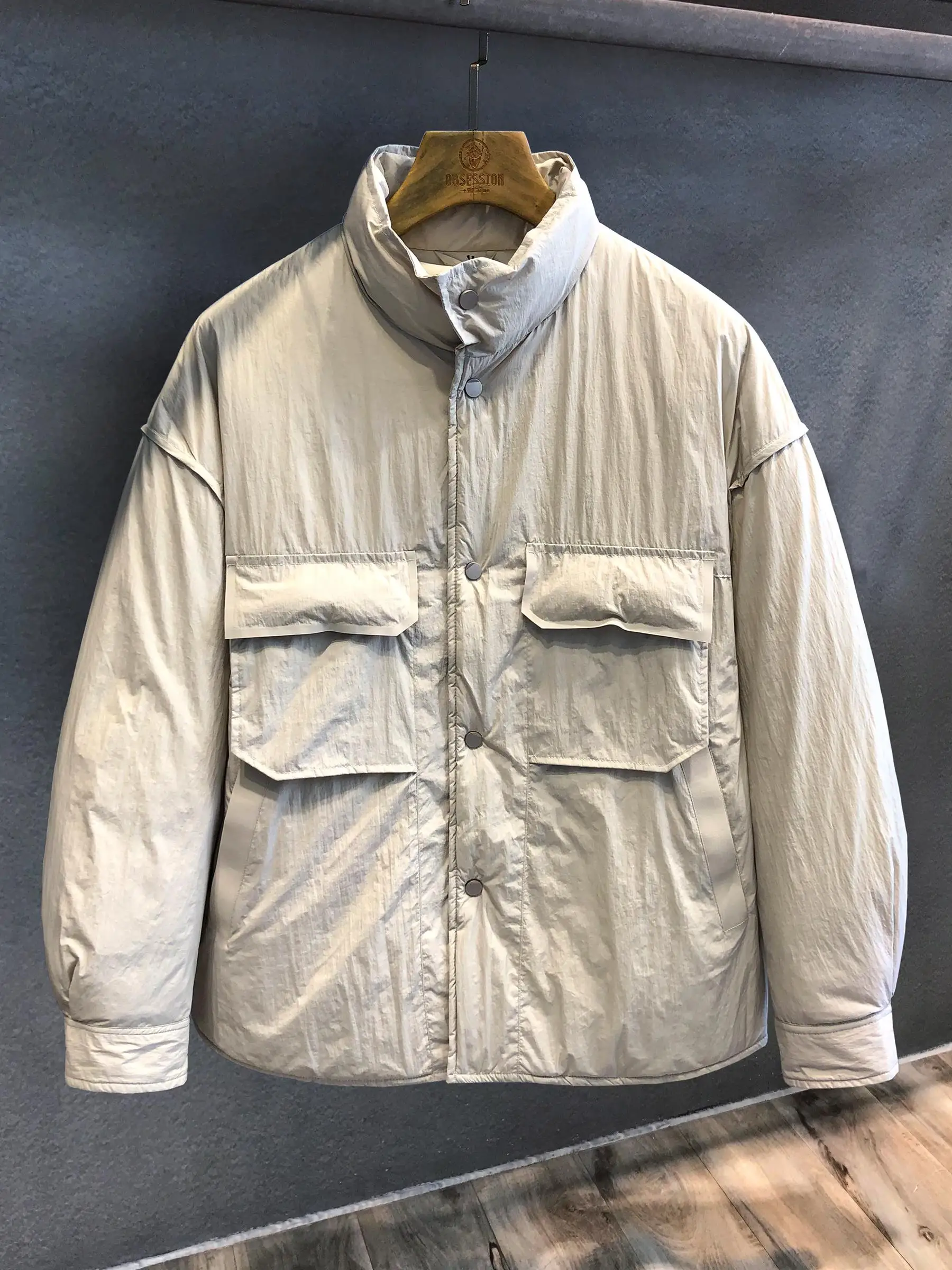 

Мужская легкая пуховая куртка-плиссе с воротником-стойкой, 90% белый пух, теплая зимняя повседневная верхняя одежда