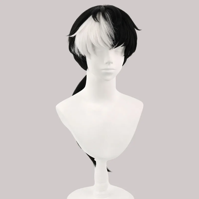 Game Ace Attorney Simon Blackquill Cosplay Wig Black White Long Synthetic Hair For Women Men Halloween Costume Party Carnival - view 4