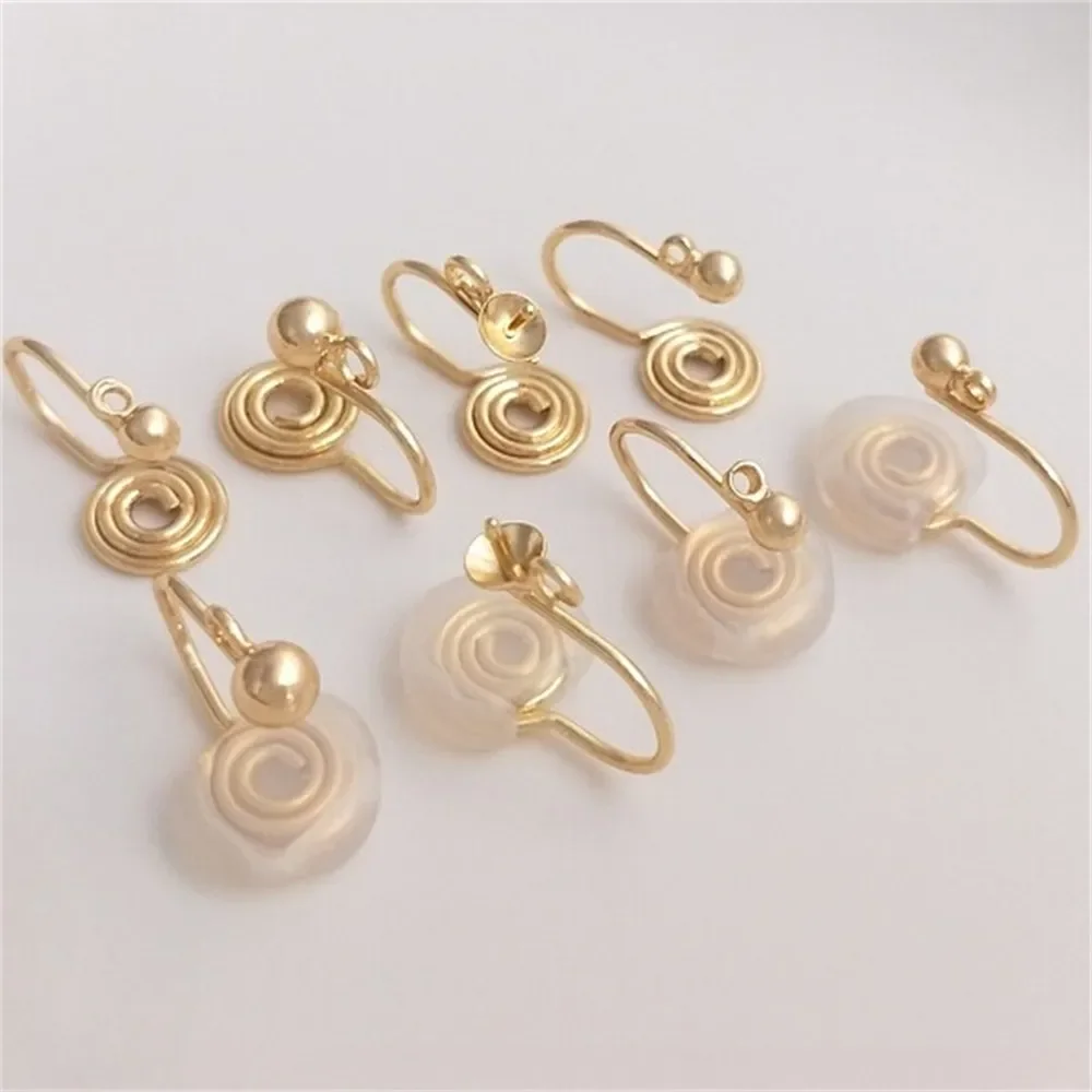 14K Gold-plated Pierced Ears with Rings Mosquito Coils Silicone Ear Clips DIY Ear Accessories E154