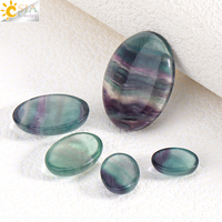 Fluorite Oval Natural Gem Stone Flat Cabochon Crystals Beads Flatbacks Base 18x25mm 30x40mm for DIY Jewelry Making Findings H360
