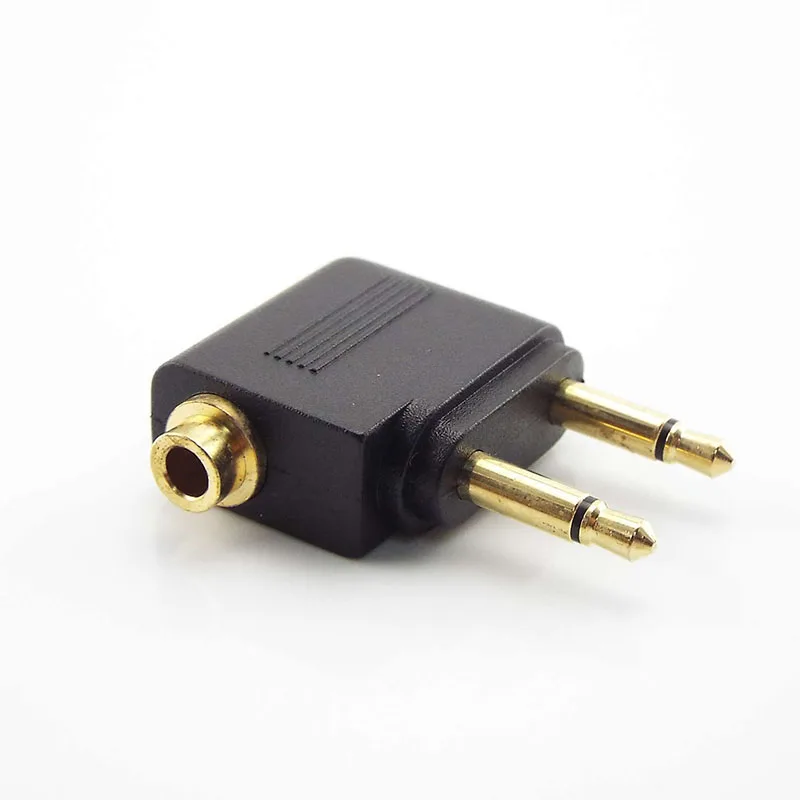 3.5mm Airplane Airline Air Plane Headphone Mono Audio Converter Travel Jack Plug Splitter Adapter Gold Nickel Plated E4