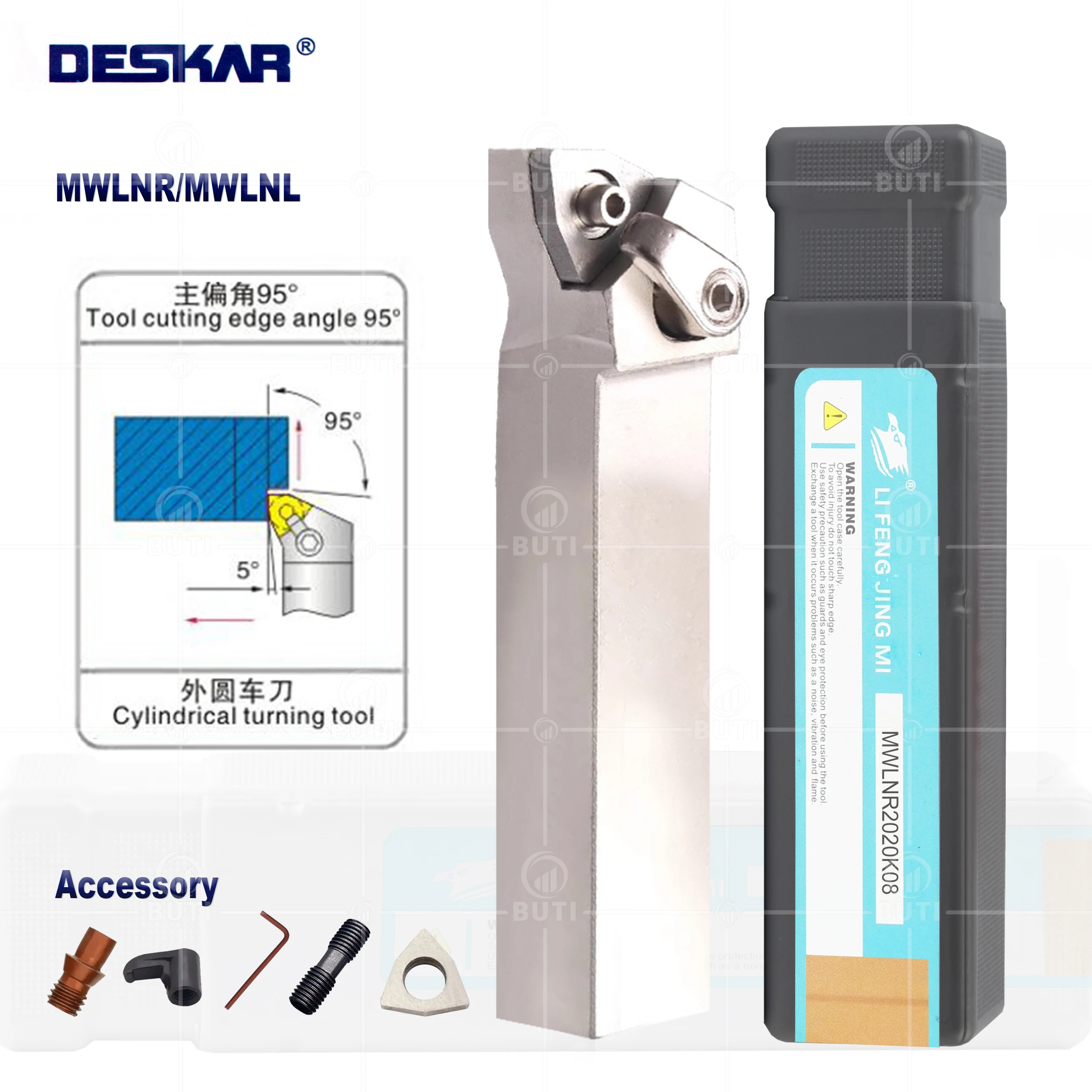 DESKAR 100% Original CNC Metal Lathe Cutter White Holder MWLNR MWLNL External Turning Tools  Boring Bar For WNMG Carbide Inserts