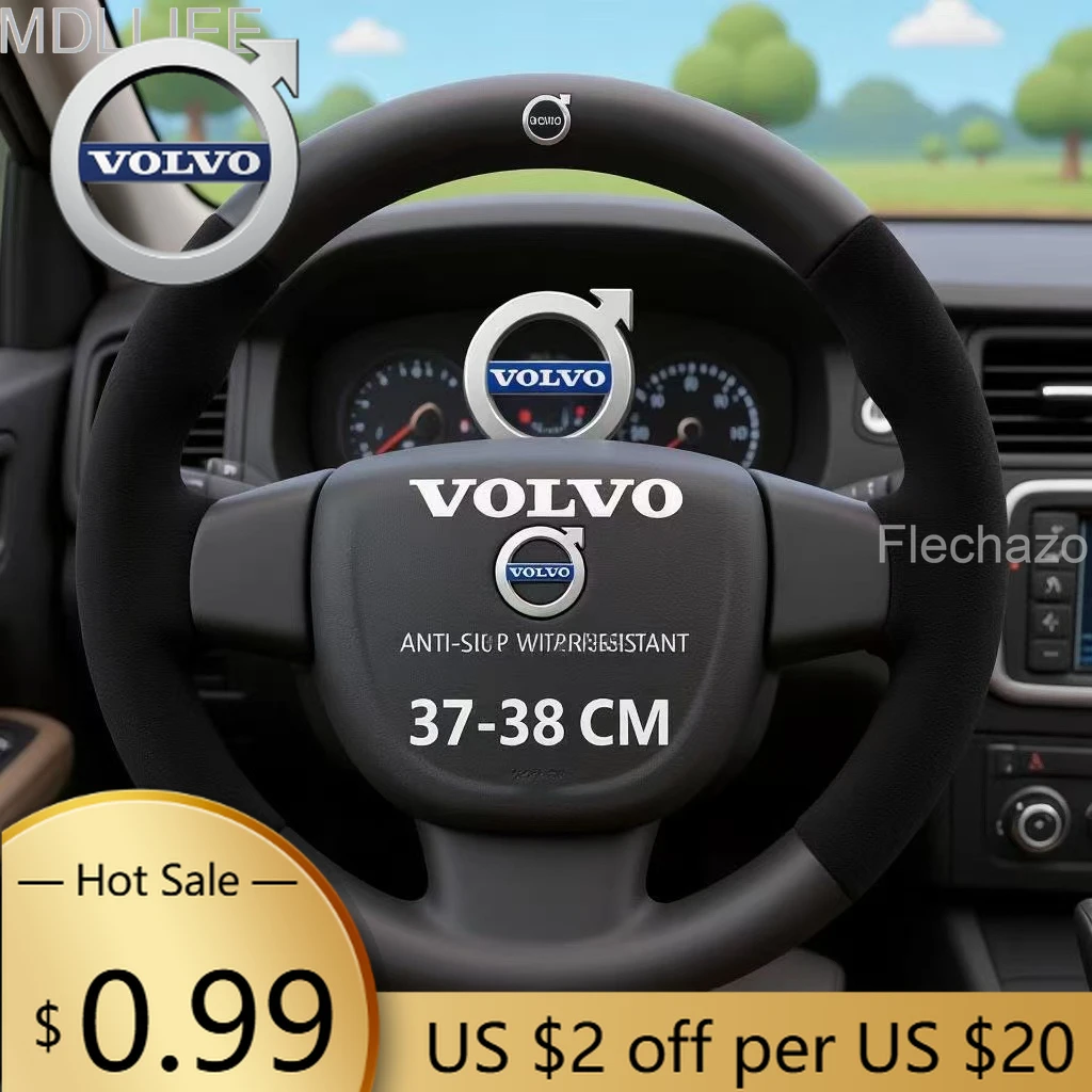 

Колпаки ступиц для Volvo XC40 XC60 XC70 XC90 S60 S80 S90 V40 V50 V60 V90 C30 Замшевый чехол на руль автомобиля из углеродного волокна, противоскользящий, Acc