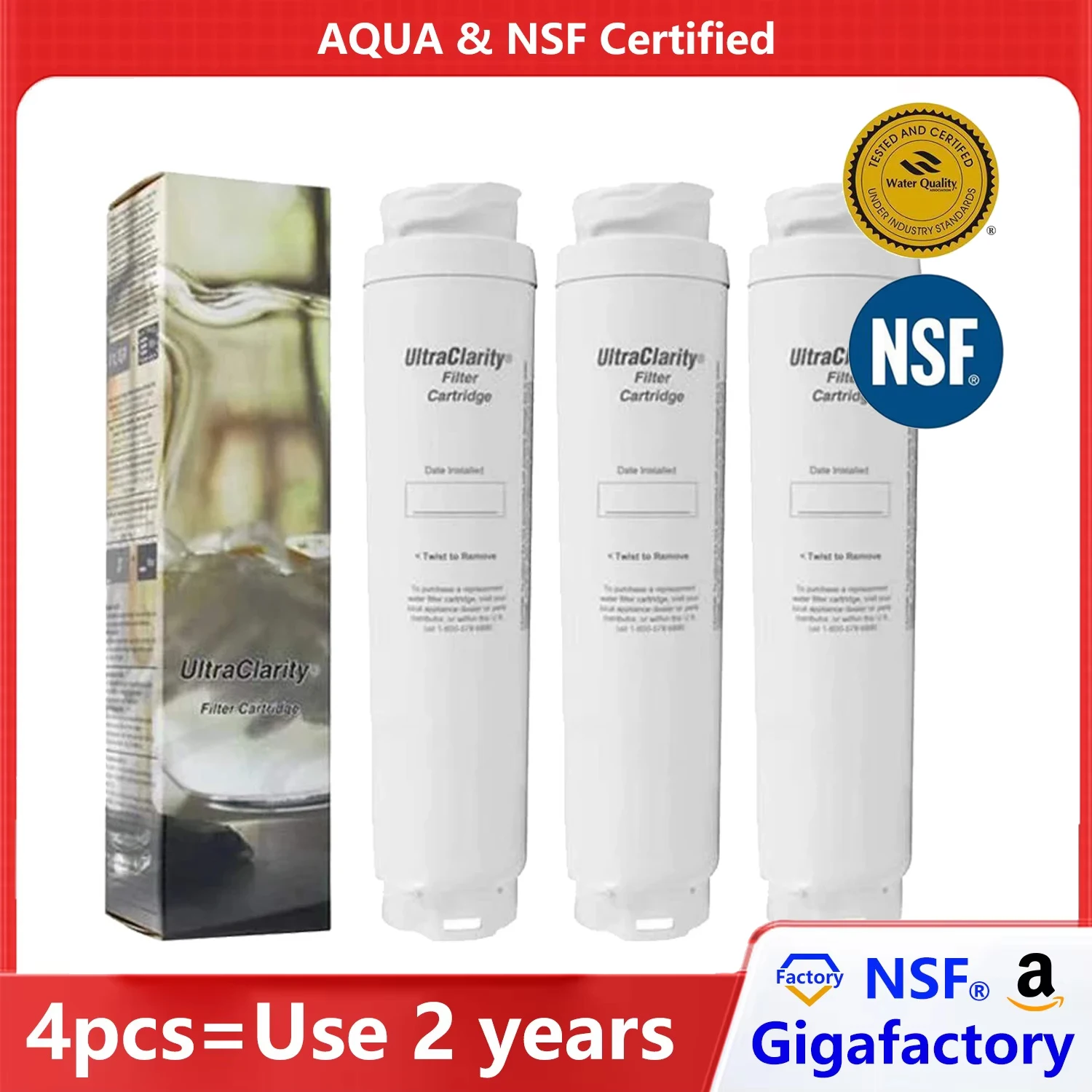 

Bosch-NSF Certified Refrigerator Water Filter, Ultra Clarity 9000194412, 644845, B26FT70SNS, B22CS80SNS, B22CS50SNS