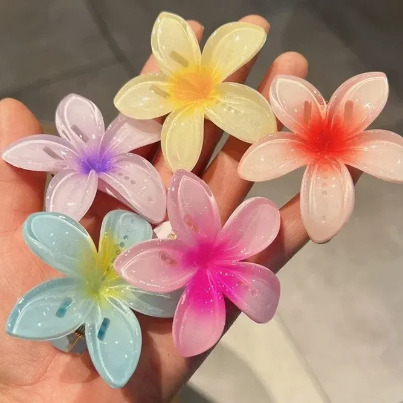 Retro Beach Vacation Bohemia Egg Flower Hair Claw Hair Clips Gradient Flower Large Hair Claw Hairpin Women Girls Accessories