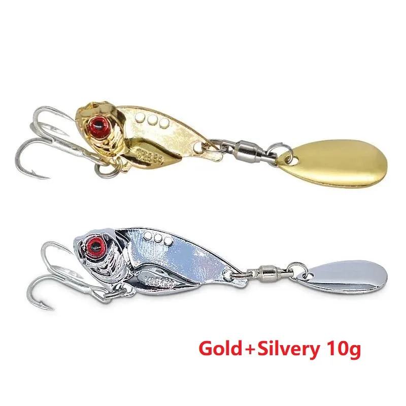 Multi Adjustable Holes Metal VIB Lure 3.6/4.6cm 10/15g Gold Silver Rotating Sequins Sinking Bait for Bass