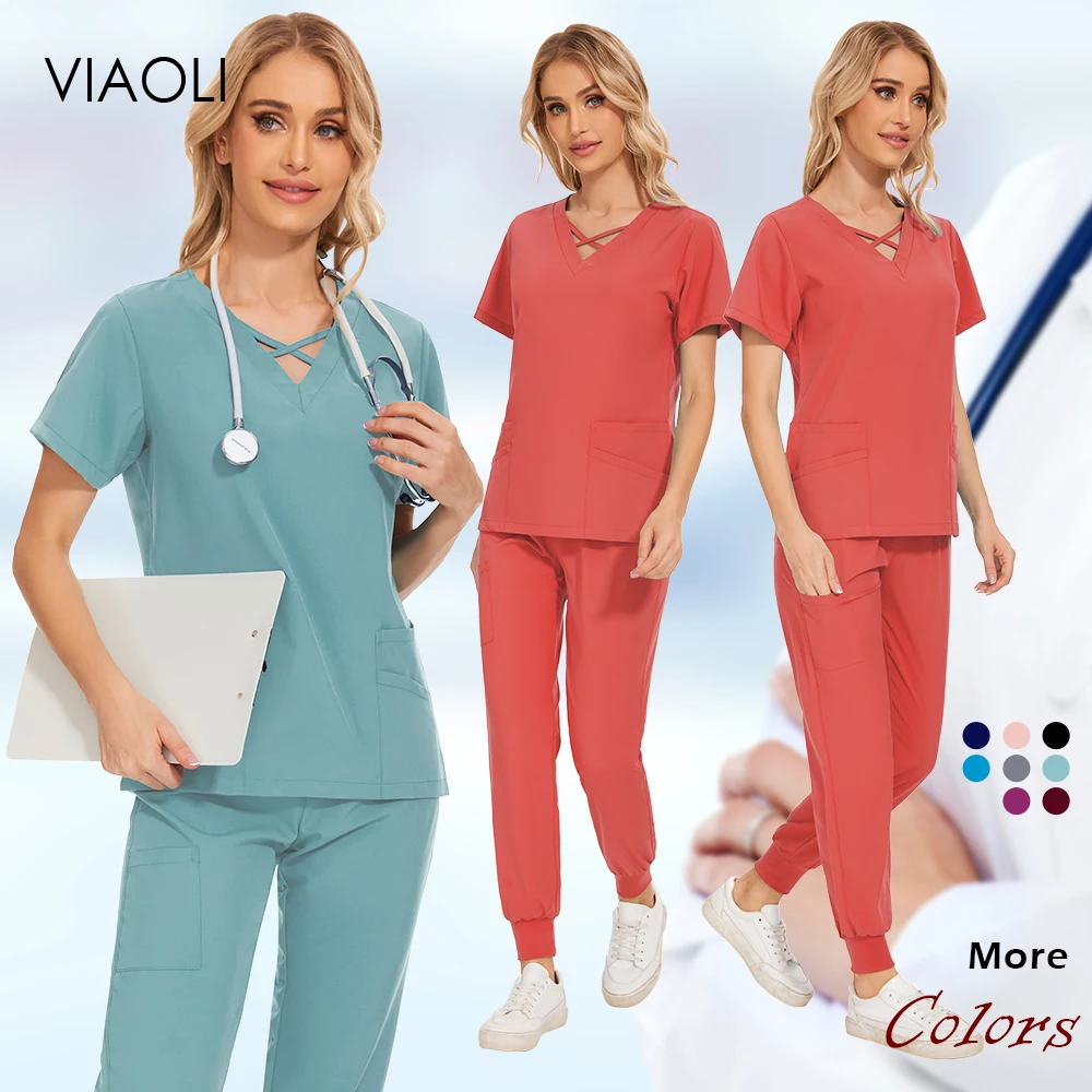 Operatiekamer Chirurgisch Uniform Solide Minimalistisch Werk Uniform Veterinaire Tandarts Scrubs Artsen Verpleegkundigen Werkkleding Nieuwe Spa-Uniformen