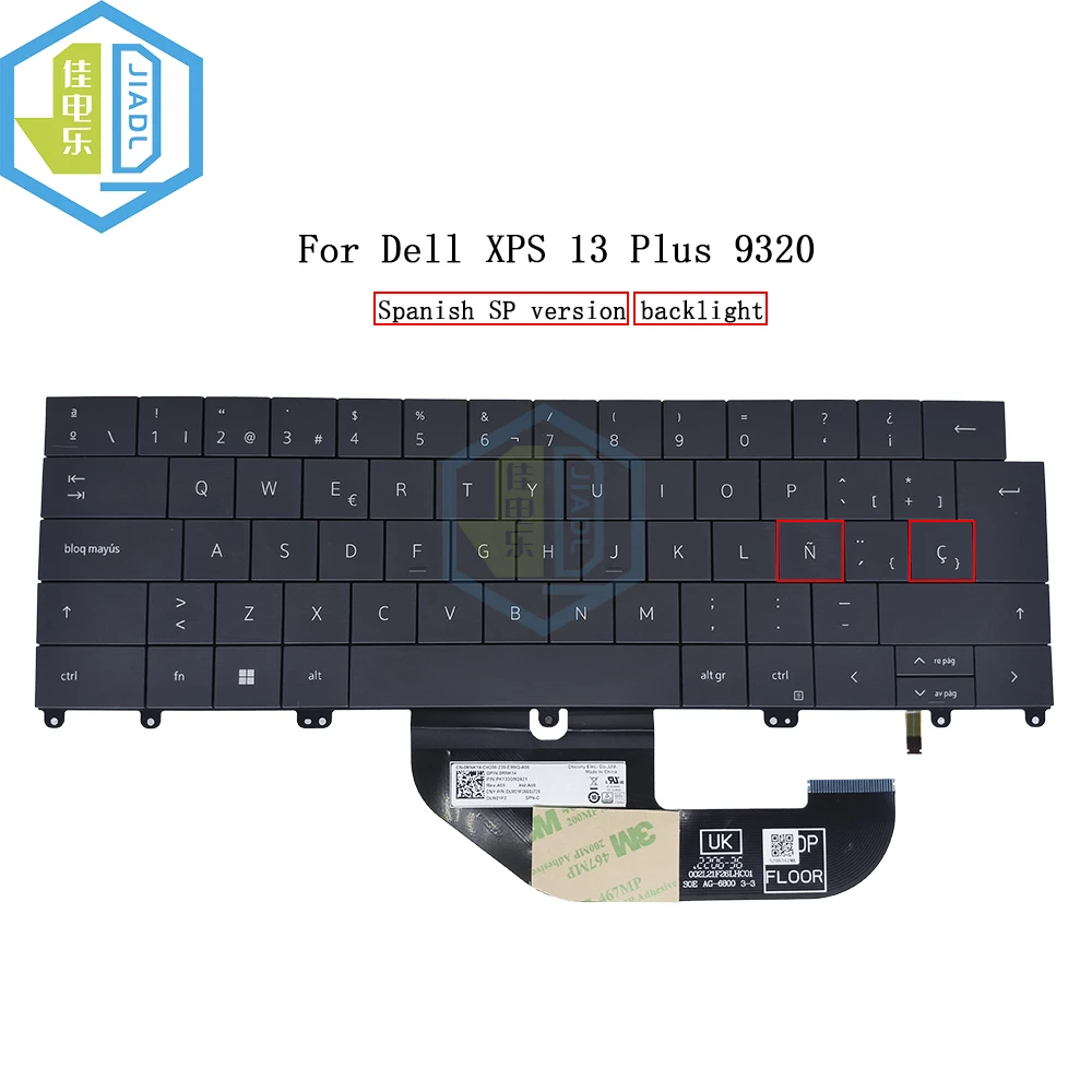 Imagem -04 - Backlight de Teclado Brasileiro para Dell Xps 13 9320 9340 Plus 13-9320 0wwm4p 0rnk14 Wwm4p br la Latin sp Espanhol br