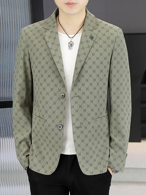 

Casual Men's Slim Fit Fashionable Thin Outerwear Letter Print High-End Feeling Versatile Spring Autumn Seasonal Polyester Fiber