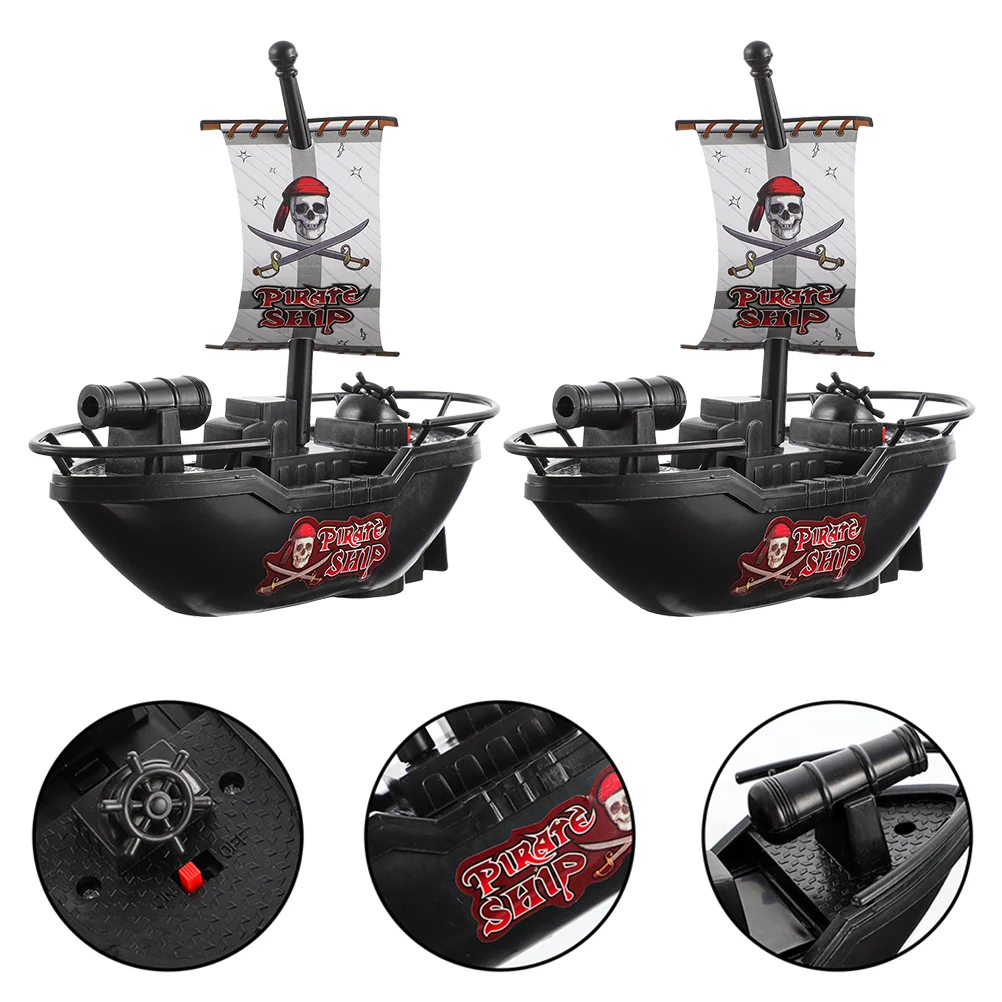 

2 Pcs Electric Pirate Ship Pool Toy Boat Bath Swimming Playtime Bathing Two AA Power Supply Children's