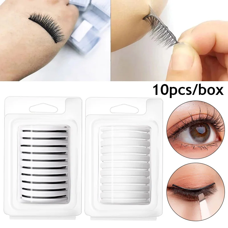 10 Teile/schachtel Reusable Selbst-Adhesive Kleber-Freies Wimpern Kleber Streifen Keine Falschen Wimpern Kleber wimpern Hypoallergen Make-Up Werkzeuge