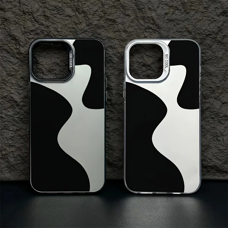 

Художественный черный чехол для мобильного телефона Half-Circle для iPhone 16, 15, 14, 13, 12, 11 Pro Max Plus серии с противоударной прочной матовой задней частью