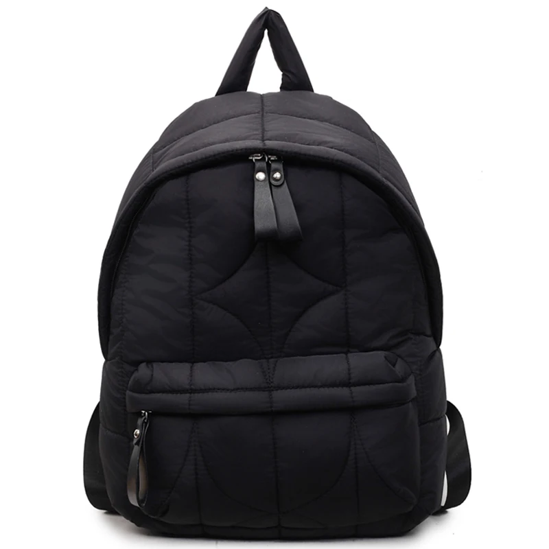 Mochila leve de penas de cor sólida, masculina, feminina, armazenamento de livros e mochila de viagem, mochila acolchoada de algodão com alça ajustável