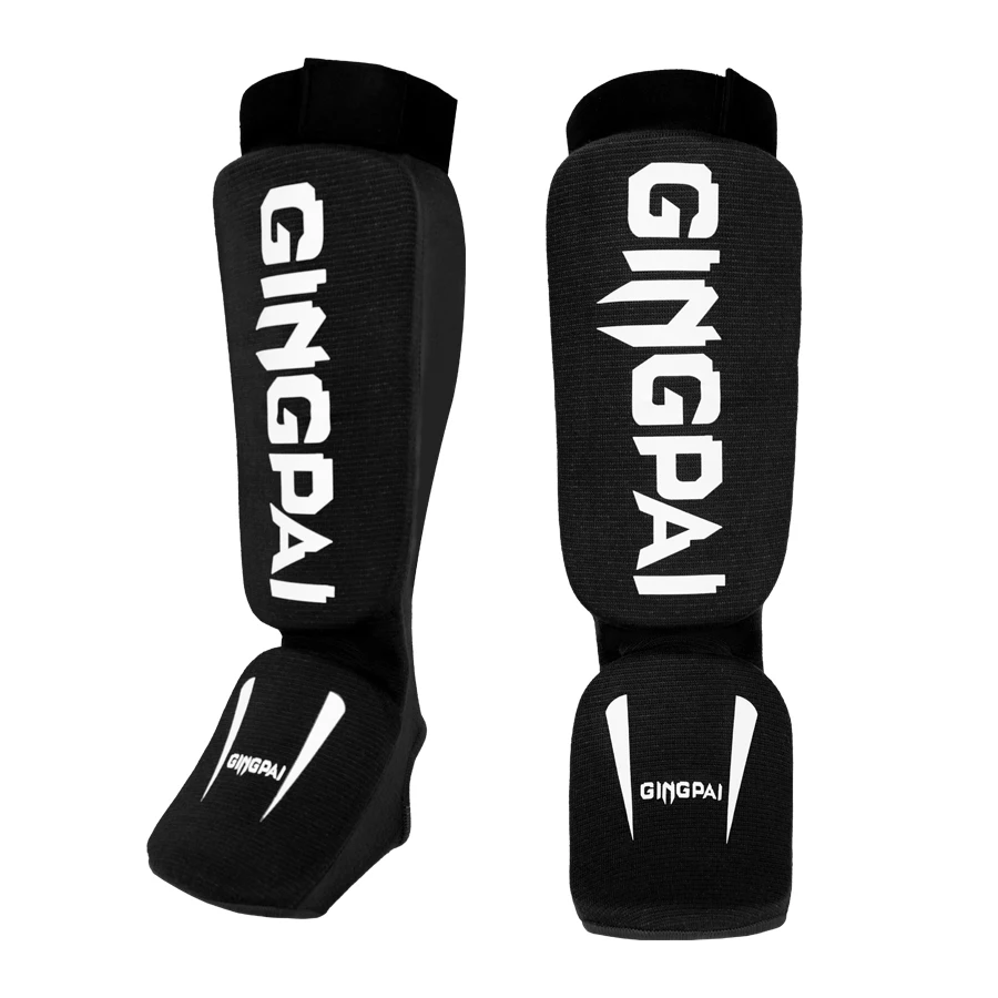 GINGPAI bawełniane ochraniacze na golenie bokserskie MMA ochraniacz na kostkę ochrona stóp TKD podkładka do kickboxingu Muaythai trening wsparcie nóg