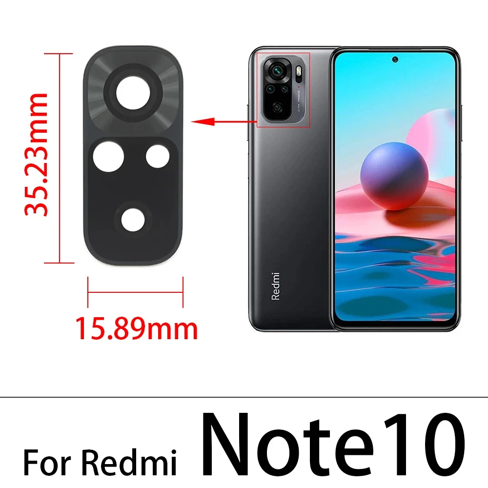 Neue hintere Kamera-Glaslinse für Xiaomi Redmi Note 10 5G / Note 10s / Note 10 Pro / Note 10 mit selbstklebendem Aufkleber