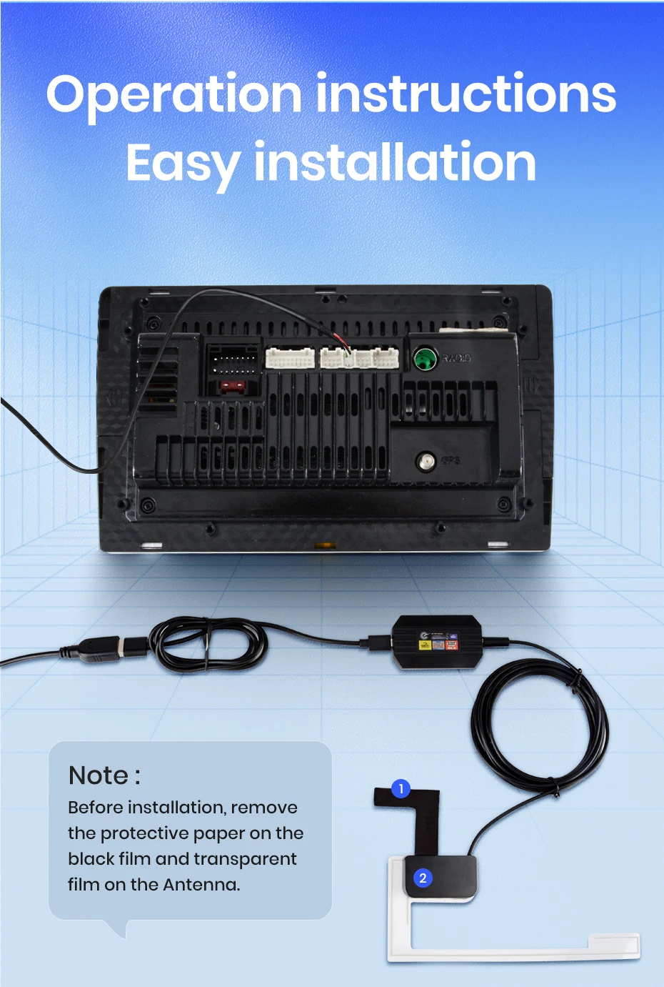 AWESAFE DAB+ Antenne mit USB-Adapter für Autoradio, GPS-Antenne für Android, kompatibel mit universellen DVD-Autozubehörteilen – Detail 3