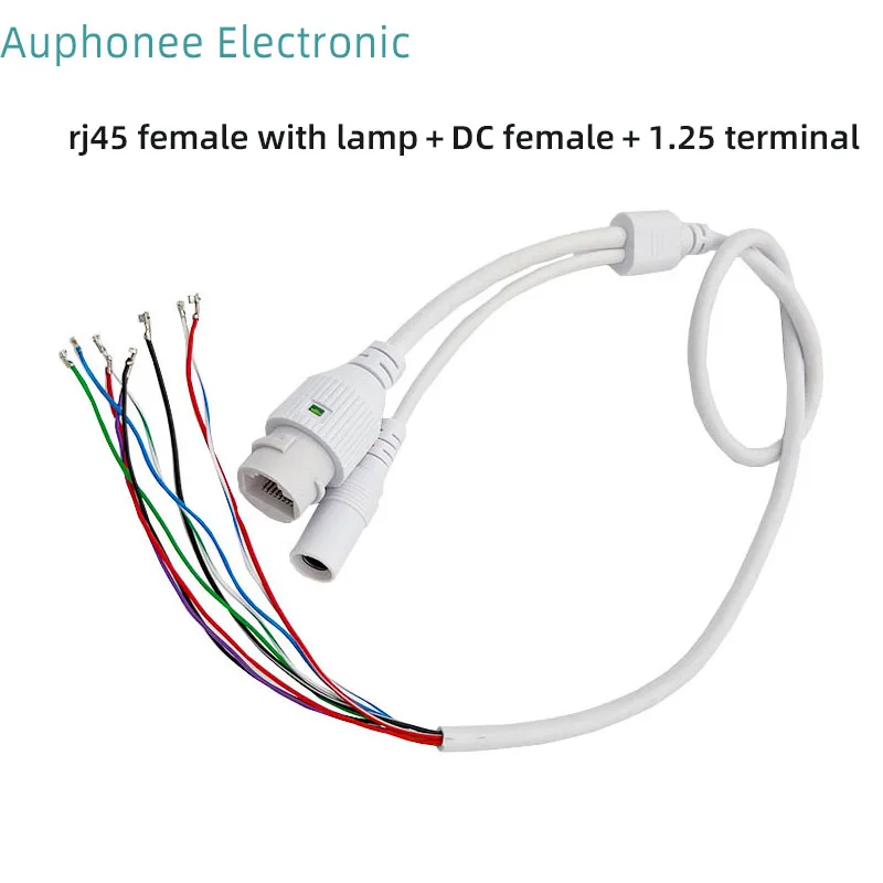 

67cm outdoor 9-core monitoring camera POE network Waterproof tail cable Network light RJ45 female DC power socket 1.25 term