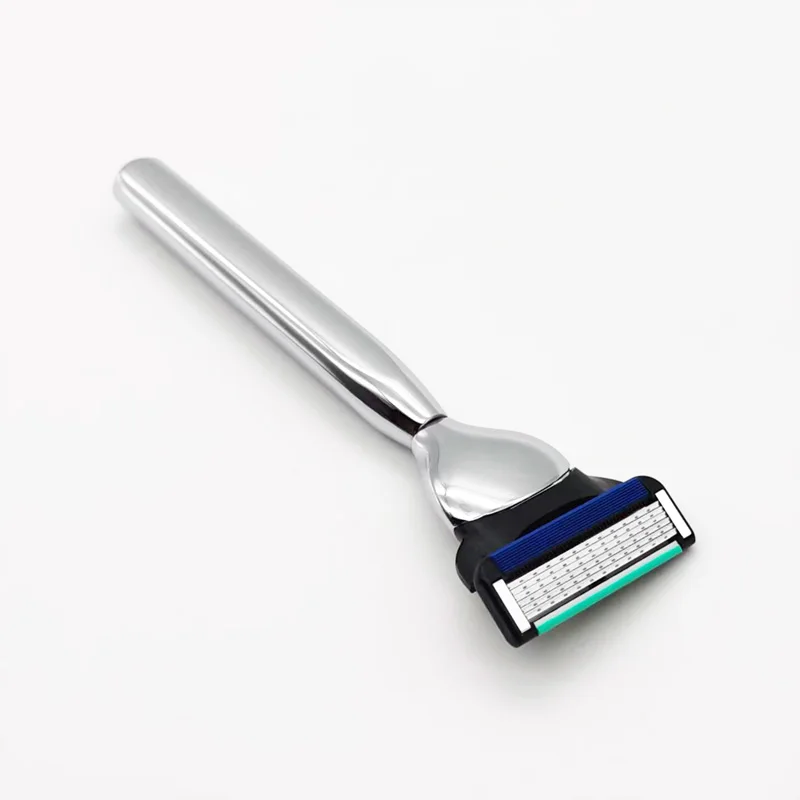 Men Manual Care Silver Metal Shaver Handle 5-Layer Stainless Steel Safty Razor Blade Suit For G-series F5 Power