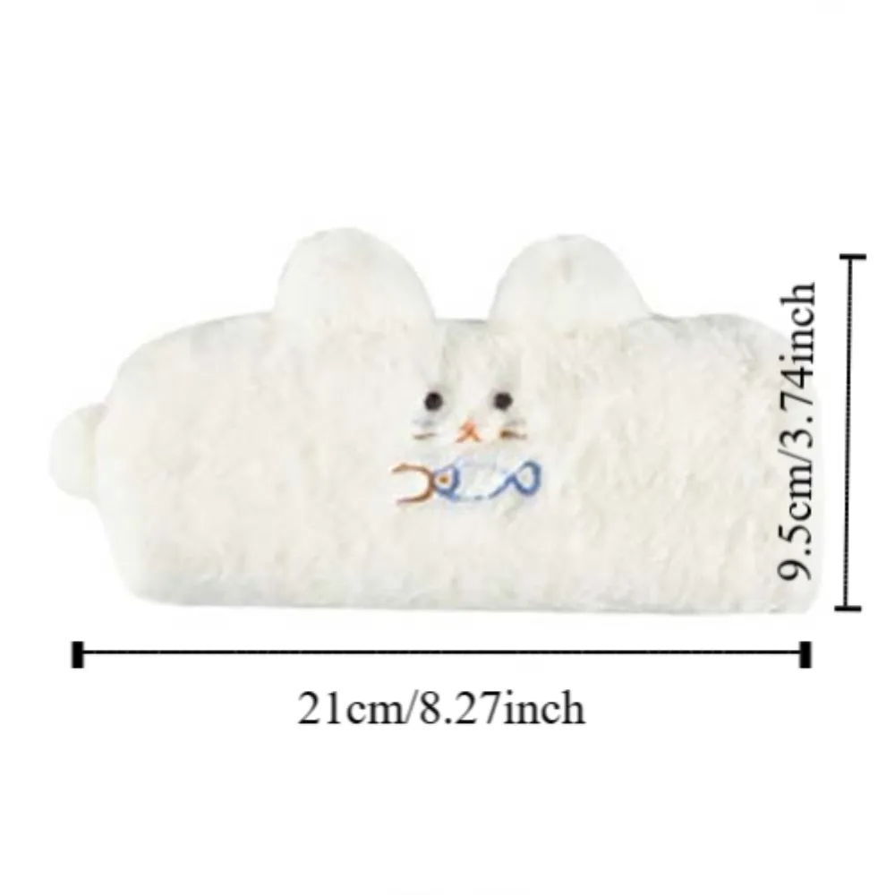 Cute Rabbit Plush Cat Pencil Case Bear Cartoon Stationery Bag Large Capacity Organizer Animal Pen Bag School