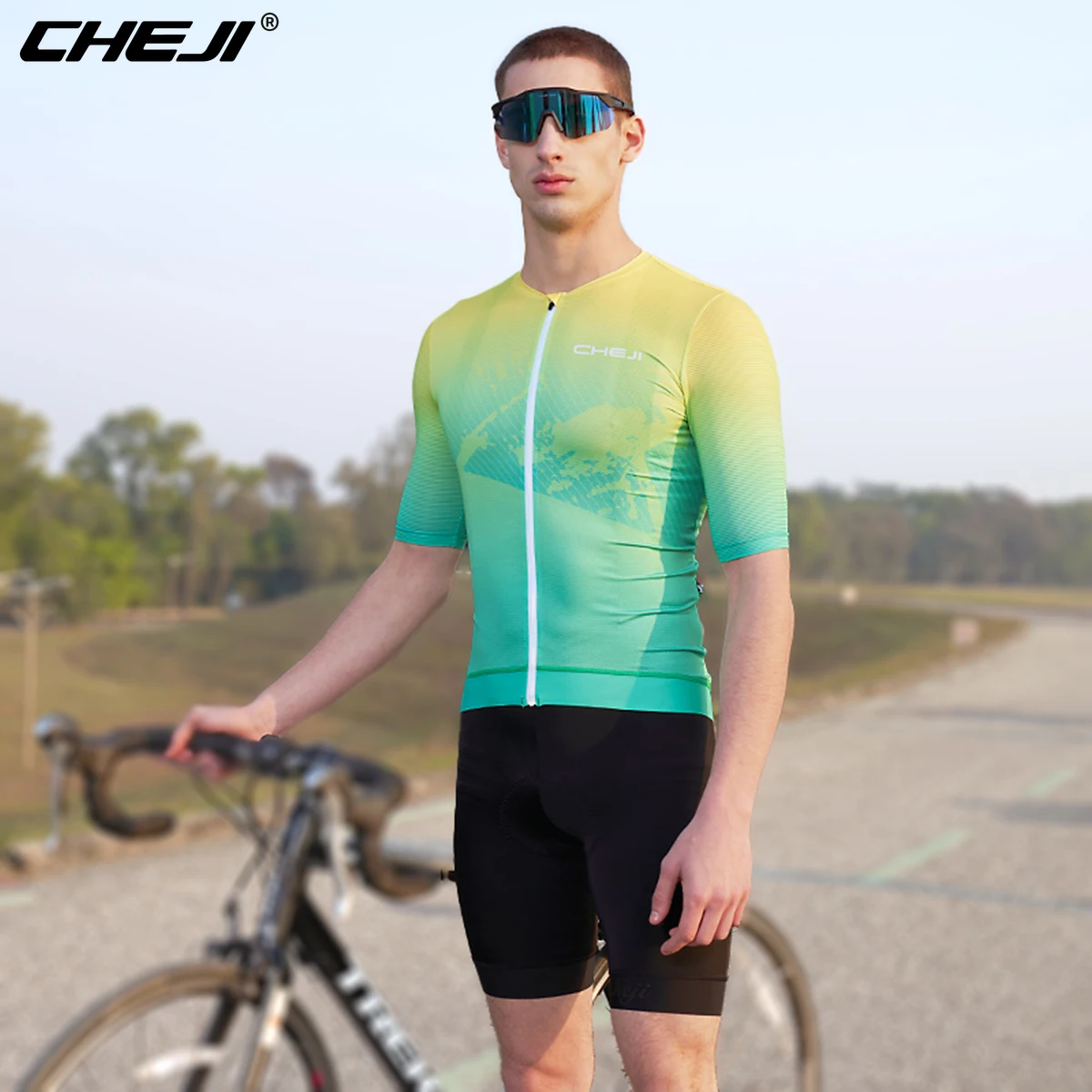 CHEJI Cycling Jerseys Breathable Clothing Men\'s Short Sleeved Tops Summer Quick Drying High-quality Quick Dry Anti-Shrink Summer