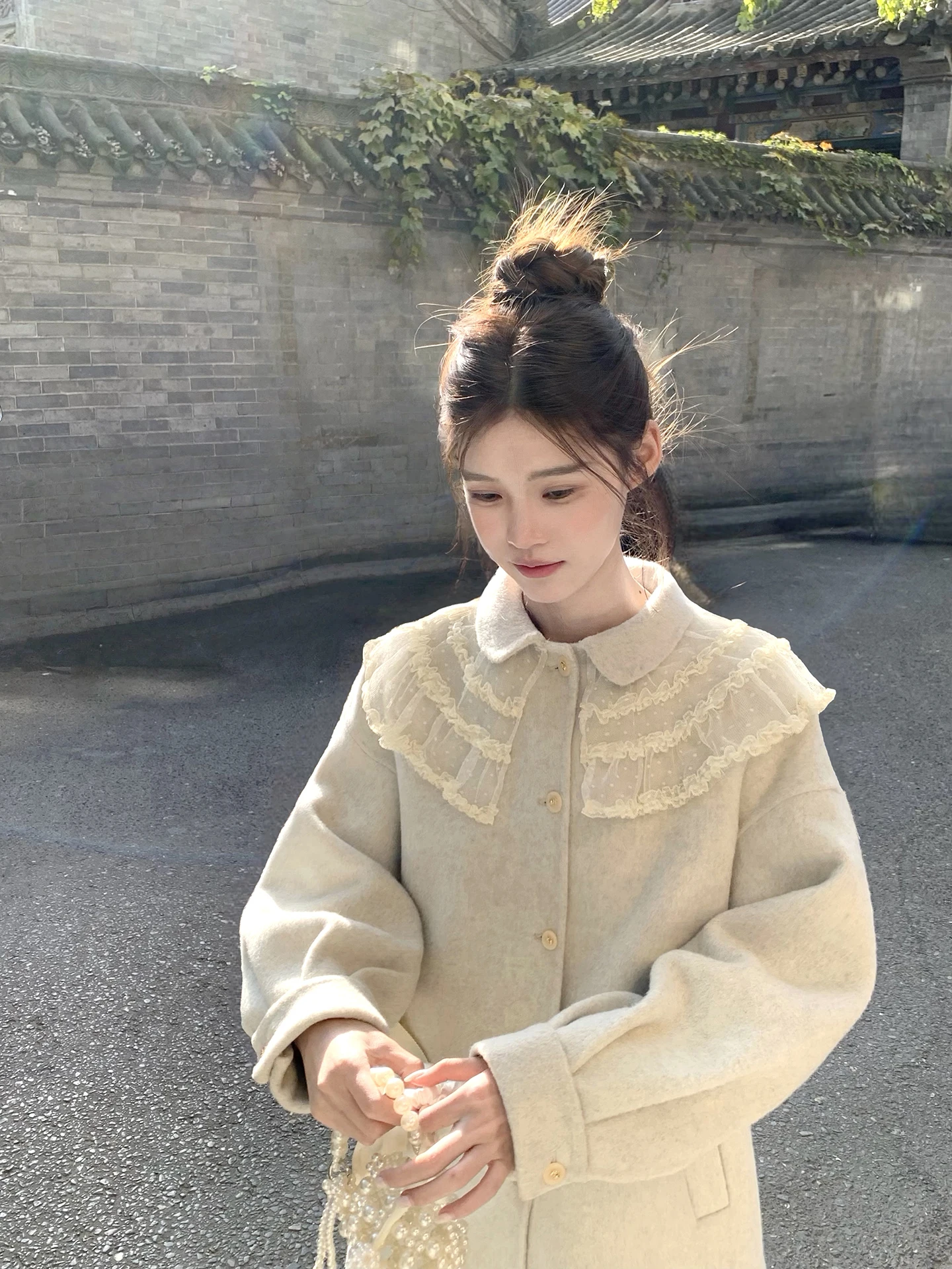 

Легкое шерстяное пальто Peacola для женщин, средней длины, двустороннее, из твида, зимнее, Sweet Sle Pure E-commerce S