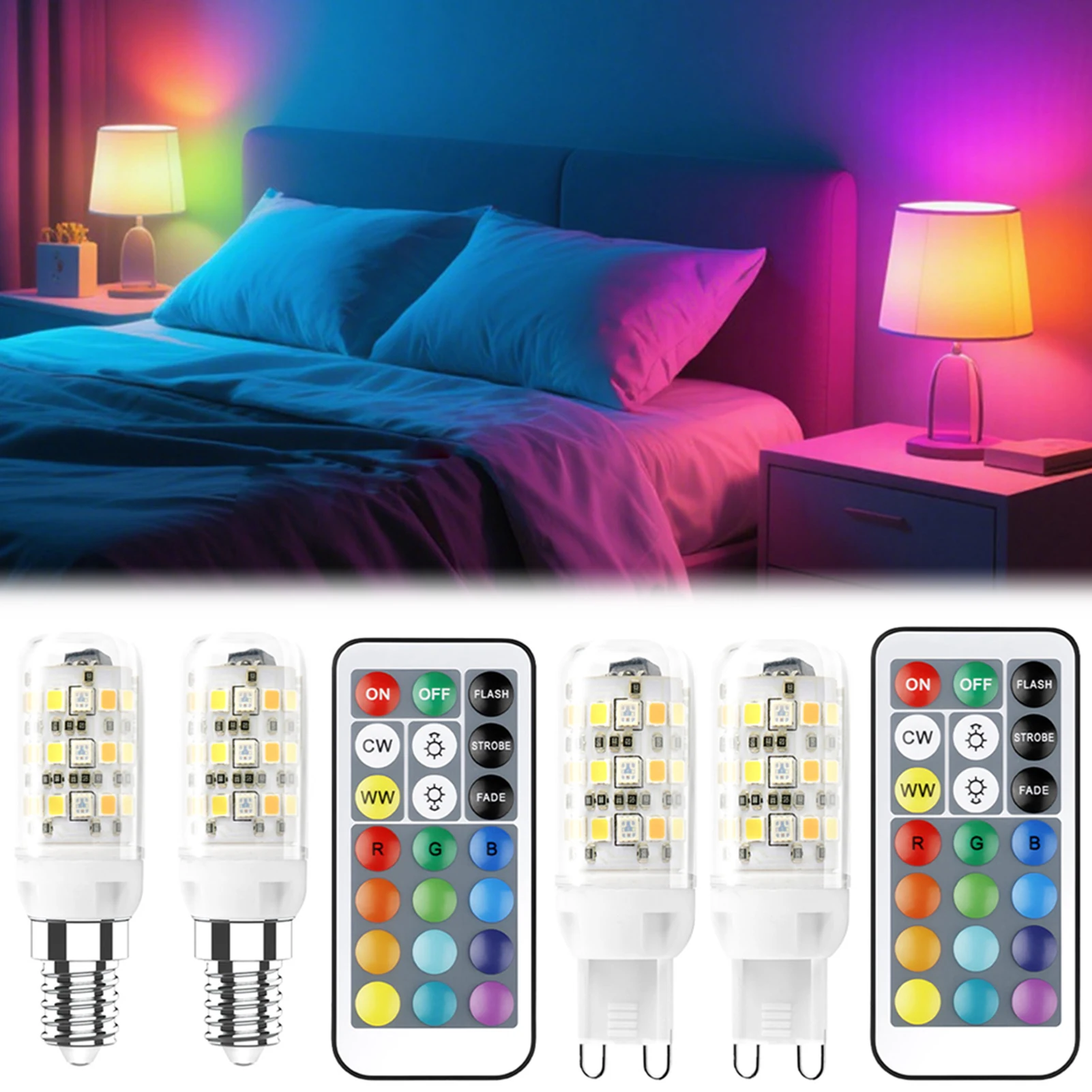 2PCS E14 Rgbw Led L…