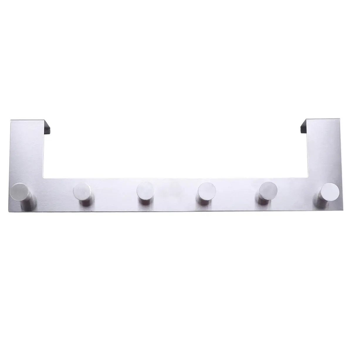 6-Hook Over-the-Door Hook Hanger, Stainless Steel, Rust-Proof, No-Scratch, Easy Install, Adjustable for Any Door