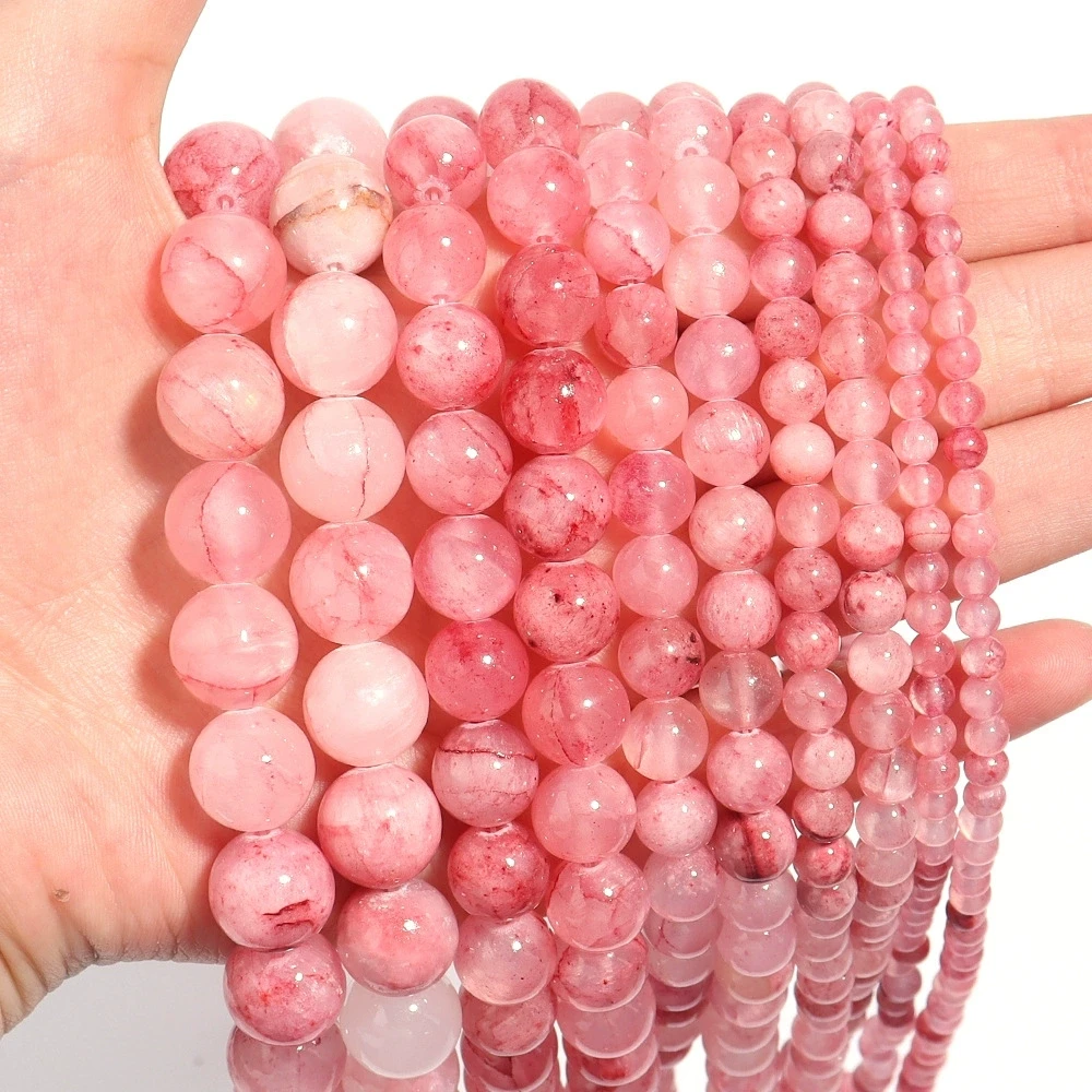 1 Strang Natürlicher Persischer Jadestein Rosa 4/6/8mm Lose Spacer-Edelsteinperlen für Schmuckherstellung DIY Armband Halskette Zubehör – Detail 3