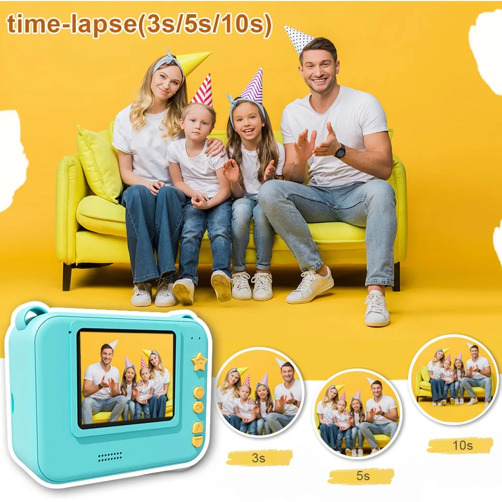 Aparat fotograficzny dla dzieci Instant Print 0 Ink Instant Print Photo - Świąteczne prezenty urodzinowe dla dziewczynek w wieku 3-8 lat - Przenośna zabawka