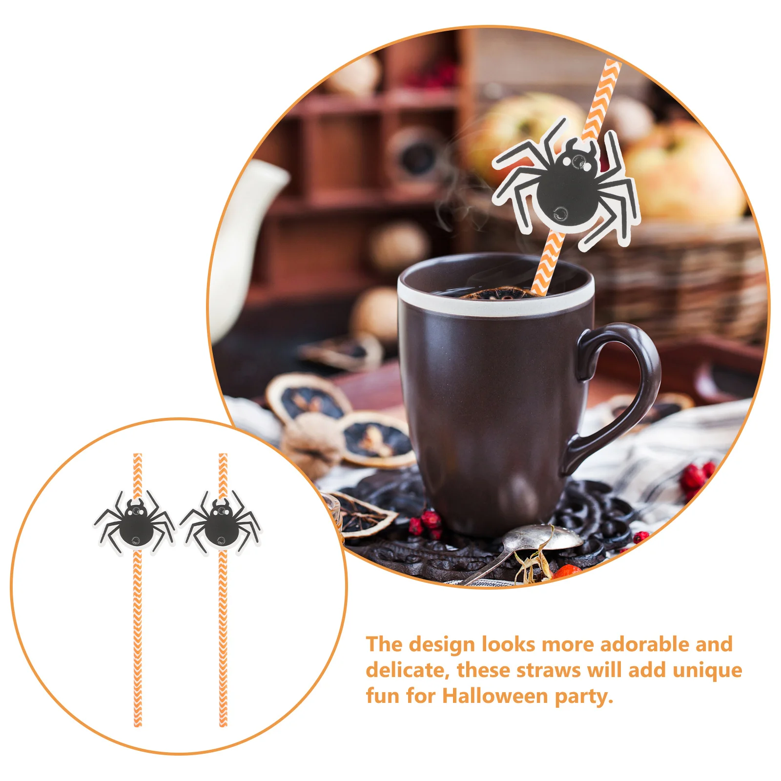 

24Pcs Halloween Paper Straws Smooth Burr Free Drinking Straws for Party Beverage Cocktail Decor Halloween Party Supplies