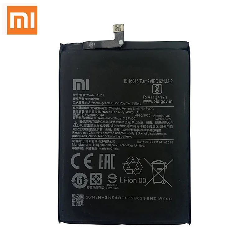 100% oryginalna Bateria do telefonu BN53 BN54 BN55 dla Xiaomi Redmi note 9 10 Pro 9S 10X 4G 5G baterie zamienne Bateria