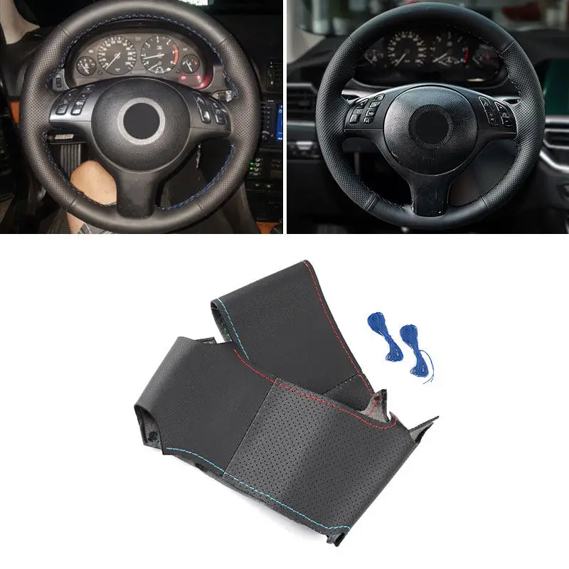 

Perforated Microfiber Leather Car Steering Wheel Cover Trim For BMW M Sport M5 E39 M3 E46 Coupe 2000-2006 w/ Needles & Threads