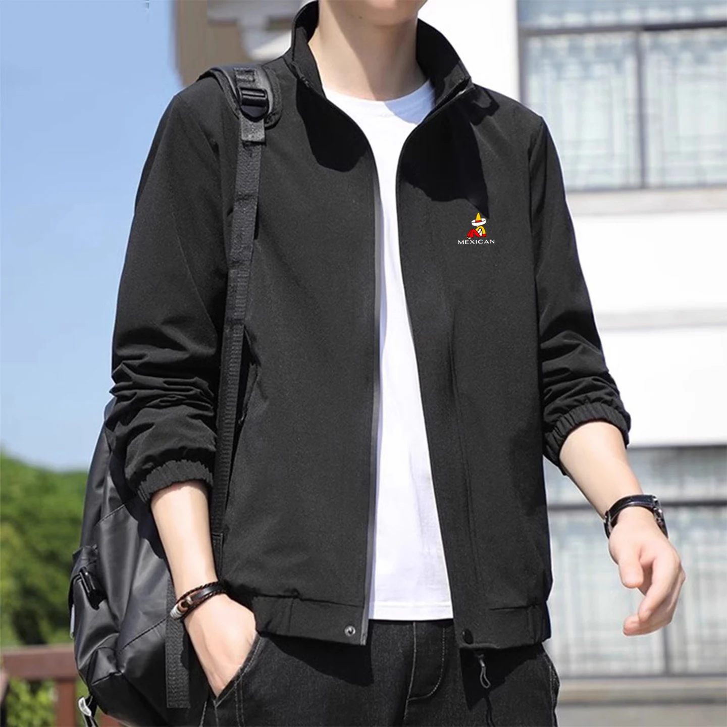 

Молодежная мужская куртка большого размера, повседневная корейская ветровка на весну и осень, модное универсальное мужское пальто мексиканского бренда