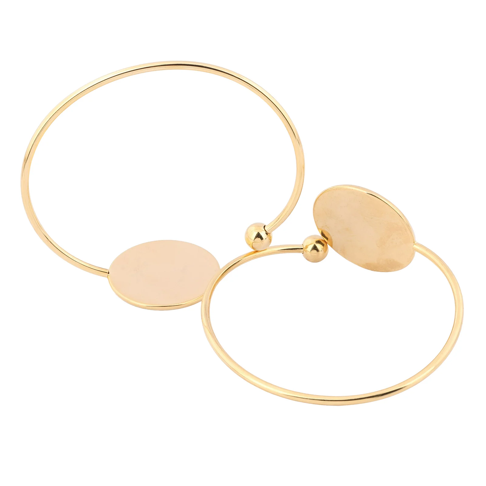2pcs Fit 30mm Cabochon Bangle Bezel Settings Stainless Steel Gold Plated Cuff Bracelets Base Blanks For Jewelry Making view 4