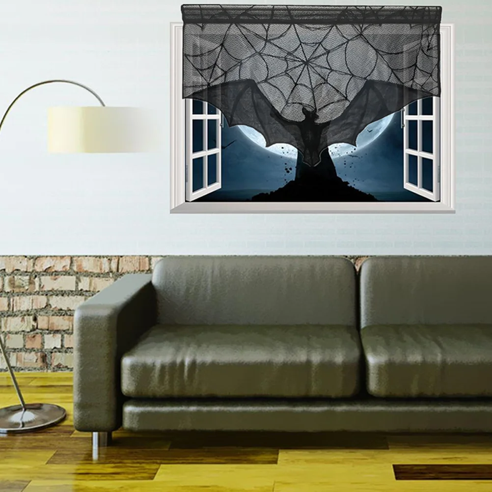 

Halloween Door Curtain Decorative Spider Web Theme Background Horror Party Props Reusable Long lasting