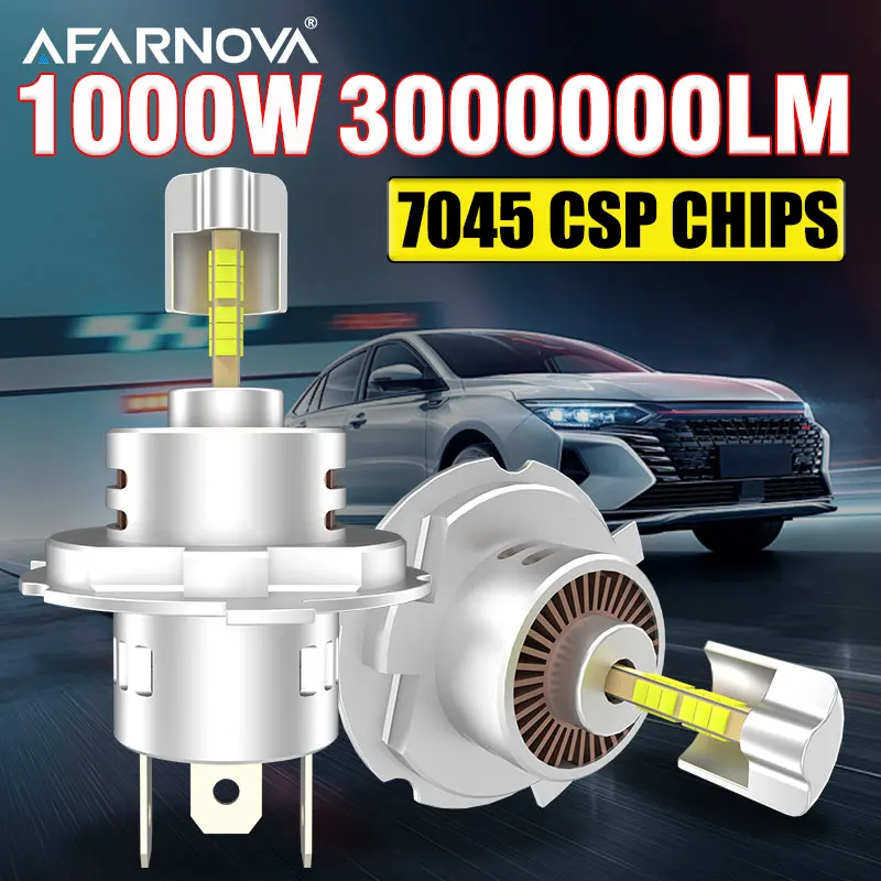 

3000000LM 1000W H4 Светодиодные лампы для фар 360 Mini 6 Side 9588 CSP Chip 3D H7 Автомобильные фары Автодиодный турбовентилятор для проектора Len