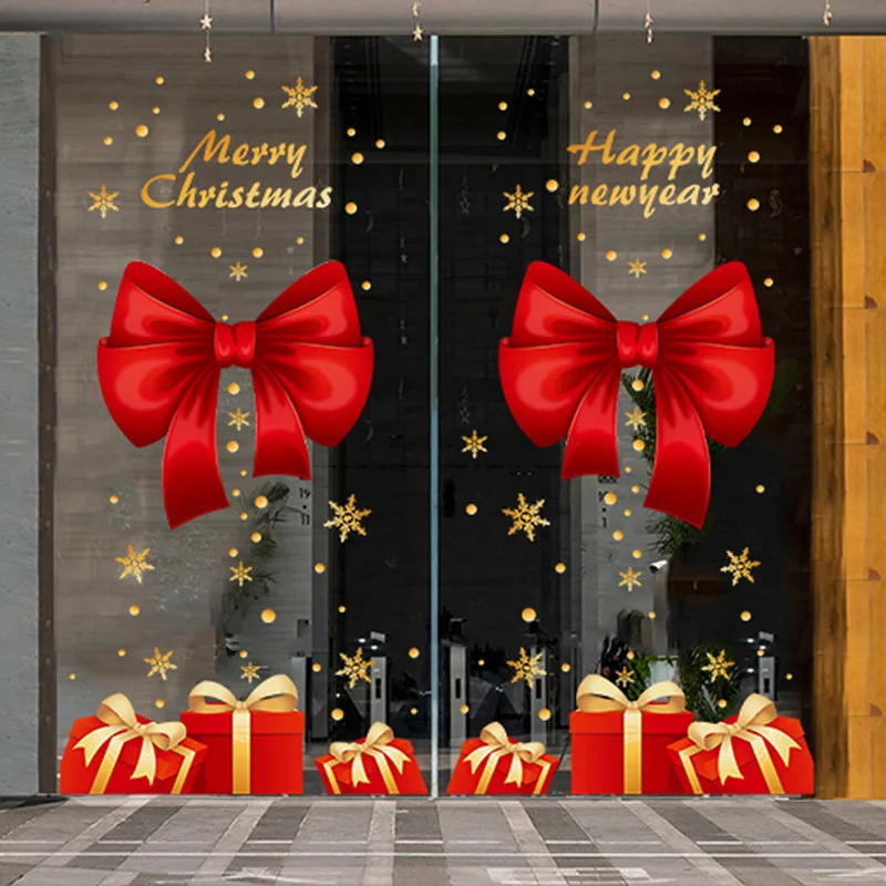 Merry Christmas Window Stickers Wall Sticker Xmas Decals Christmas Decorations For Home Shopping Mall Store Office Window