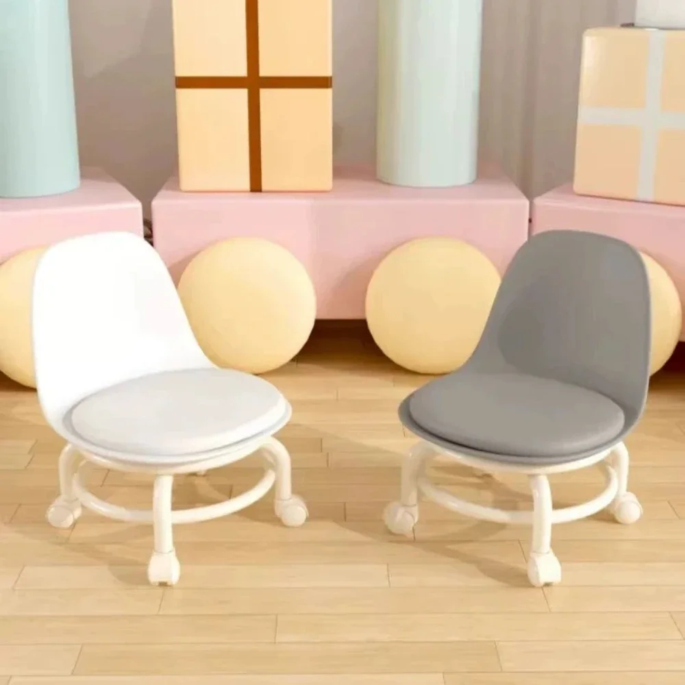 Household Backrest Pulley Low Stool Modern Simple Universal Wheel 360 Degree Rotating Versatile Waist Protection Round Stools