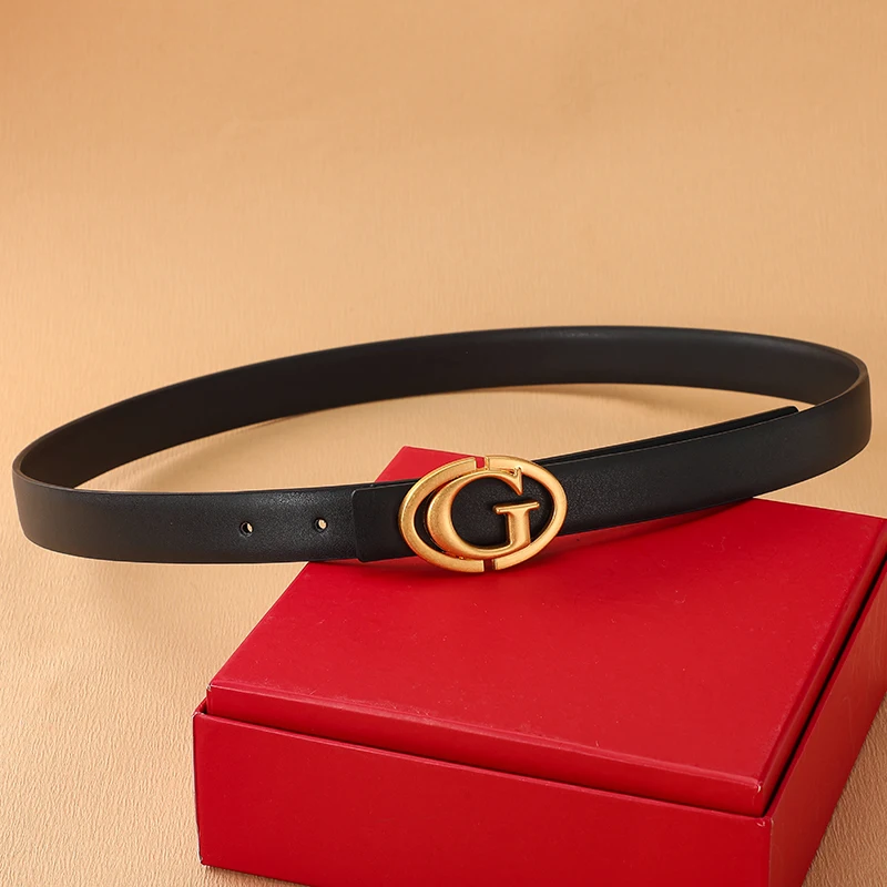 2025 New Thin 2.5cm Women Belt Designer ladies Reversible Real Leather Belts for Women Female Belt Buckle for Jeans dress belt