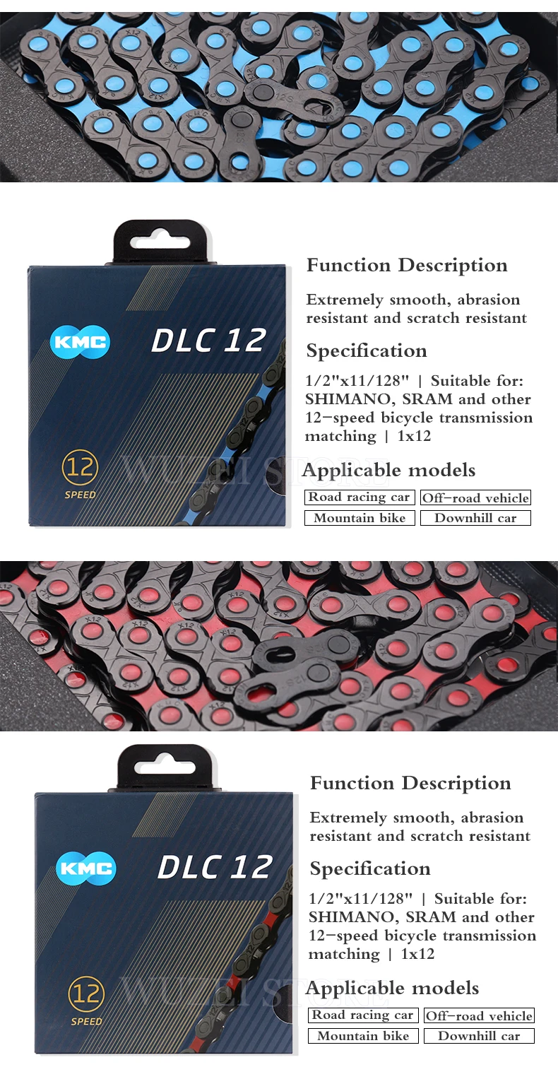 KMC Chain DLC 12 Speed MTB Bike Diamond Chains 126L KMC X12 Speed Chain Mountain Bicycle 12V for Shimano Sram