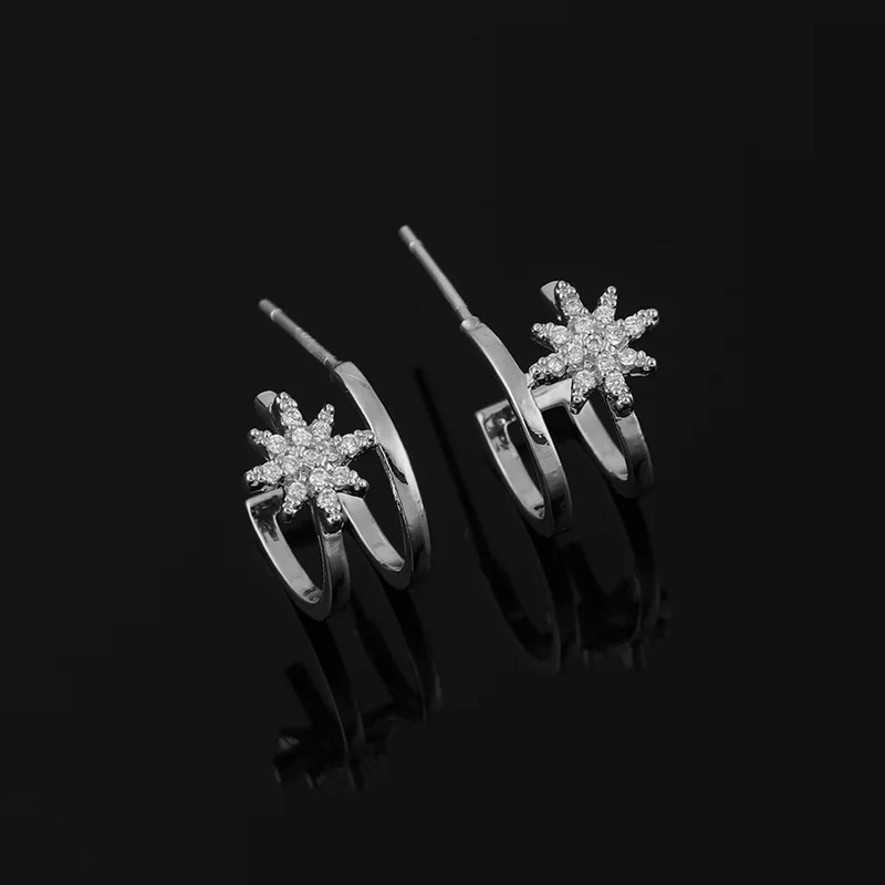 Simple Six-pointed Star One-piece Earrings Female Small Star Earrings Mosquito Coil Ear Clip For Women Clip On Earrings Gift