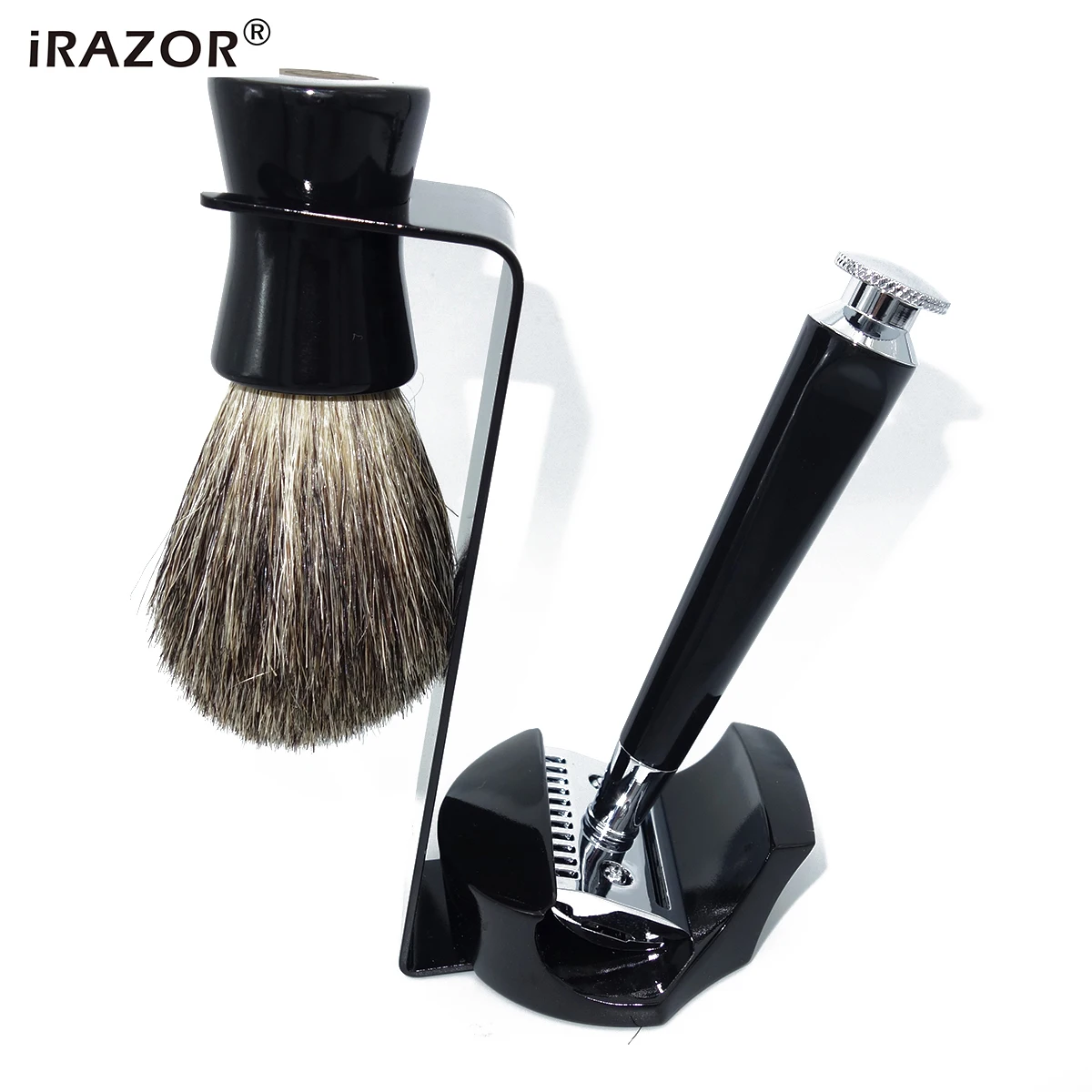 

iRAZOR New Professional T-Shaped Double Edge Safety Razor with 10 Original Blade Barber Shop Personal Care Grooming Tool for Men