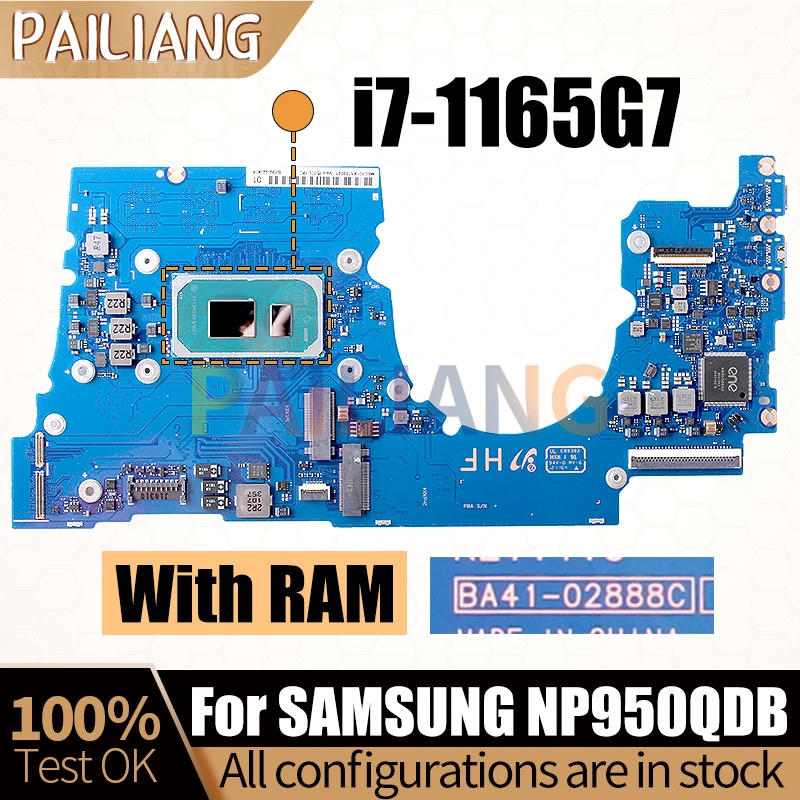 

For SAMSUNG NP950QDB Laptop Mainboard BA41-02888C BA92-22190B SRK01 i7-1165G7 With RAM Notebook Motherboard Full Test